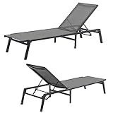 XIaoHESHop Klappbare Pool-Lounge-Stühle, Aluminium Veranda Chaise Lounge, 5 Position verstellbare Rückenlehne, Allwetter-Lounge-Stühle für draußen für Strand, Hof, Balkon, Pool, 2PCS