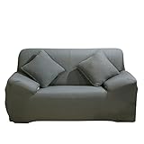 ele ELEOPTION Sofa Überwürfe Sofabezug Stretch elastische Sofahusse Sofa Abdeckung in Verschiedene Größe und Farbe (2 Sitzer für Sofalänge 130-170cm, Grau)