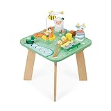 Janod - Activity Tisch ‘Jolie Prairie’ - Holz Spieltisch mit 7 Aktivitäten - Multi-Activity Holztisch mit Tiermotiven - Motorik Entwicklung und Musikalische Früherziehung - Ab 12 Monaten, J05327
