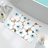 Badezimmerteppich, Badematte rutschfest, Duschmatte rutschfest, Duschvorleger, Badvorleger Badteppich Waschbar Teppich Badezimmer, Bathroom Mat, Bath Mat Mats, Bad Teppich, Weiße Blume-40x60cm