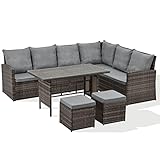 SVITA Monroe Garten-Lounge Set Polyrattan Lounge-Möbel Sitzgruppe Garten Braun