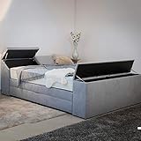 Boxspringbett mit Kopf + Fuß Truhe + Bettkasten Antirutsch-Matten Royal Taschenfederkern Matratze mit eingebautem Original Gelax Topper Kern - Jedes Bett ein Unikat - Made in Germany 160 x 200 cm