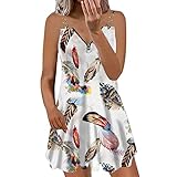 Mädchen Sommerkleid Sexy Kleid Damen Große Größen Einfarbig Drucken Loose Casual Lockeres Luftig Ohe Ärmel Leichte Frauen Beach Kleid Knielang Elegant Grau,M