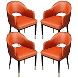 AMENAS Küche und Esszimmer Stühle Küchen Esszimmerstühle 4er Set Freizeit Modernes Wohnzimmer Akzent Sessel Schreibtischstuhl Aus Litschi Leder for Den Haushalt (Color : Orange)