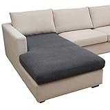 Eismodra Sofabezug L Form,Sofa Überzug 3 Sitzer,Stretch Sitzkissenbezug,Couch Überwurfdecke Sofaschoner Sofaüberwurf,Elastischer Bezug Cover für L-Form,Dunkelgrau,Chaiselongue(1 Stück)