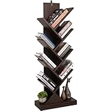 Himimi Bücherregal im Baumform, Holz Standregal mit 8 Ebenen, Regal für Büch CD DVD, Schmal Aufbewahrungregal für Wohnzimmer Schlafzimmer Büro, 40 x 20.5X 120 cm, Dunkelbraun