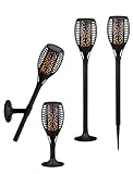 LED Solar-Gartenfackel Flammeneffekt Solarleuchte 3in1 Wandfackel Tischleuchte
