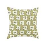 AKCHDZAW Kissenbezug Romantische Blumenkissenbedeckung Rosa Lila Gelbgrüne Kissenabdeckung Für Heimdekoration Wohnzimmer Schlafzimmer Sofa-Green 45X45Cm