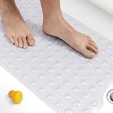 HITSLAM Badewannenmatte rutschfest, 100 x 40cm Extra Lange Antirutschmatte Badewanne, Duschmatte rutschfest BPA Frei, Schimmelresistent & Maschinenwaschbar Badematte, Transparent