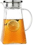 LQX Teekannen Teekanne 1,0 L/L-Glaskessel Karaffe Glas Karaffe mit Edelstahldeckel Karaffe mit Frucht Einsatz, Spülmaschinenfest Glaskanne Große Kapazität Kaltwasserflasche (Size : 1200ml)