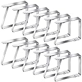XREE 12 Stück Tischdeckenklammern Groß, 8 x 7cm Tischtuchklammern Edelstahl Tischdeckenhalter Tischdecke Clips für Tisch Drinnen Draußen (Silber)