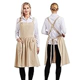 Nanxson Damen Bauwolle Lätzchen Schürze einfarbige Arbeitsschürze CF3046, Einheitsgröße, Linen