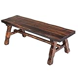 Gartenbank aus Massivholz, Freizeitbank, karbonisierte, wasserdichte und korrosionsbeständige Hofsitze, Starke und Dicke Sitzkissen für den Außenbereich auf der Terrasse, witterungsbeständig