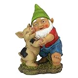 Design Toscano Glücklich wie EIN Schwein im Slop-Gartenzwerg Statue - Rasenzwerg, Harz, Vollfarbe wirklichkeitsgetreu