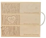 LAUBLUST Holzkiste für 3 Weinflaschen Love Motiv - Weinkiste zur Hochzeit mit Wunsch-Gravur - 35x32x11cm, Natur, FSC®