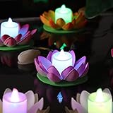 LEDMOMO LED schwimmende Lotus Laterne Wishing Seerose künstliche Kerze Blume Laternen Pool Dekor für Festival Party (weiß + lila + orange + rosa + rot)