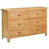 JUNZAI Schubladenschrank, Kommode, Sideboard, Highboard, Schrank, 105 x 33,5 x 73 cm Massivholz Eiche