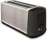 Moulinex Subito 4 Toaster, 2 lange Schlitze, 1700 W, Eco-Modus, Thermostat 7 Positionen, Brotzentrierung LS342D10, Edelstahl