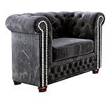 S-Style Möbel Fresco Chesterfield-Sessel Wohnzimmer Loungesessel Clubsessel Relaxsessel Lesesessel für Wohnzimmer Armlehnensessel Möbel Sofa Sessel & Stühle für Lounge Schwarz 94 x 86 x 72 cm