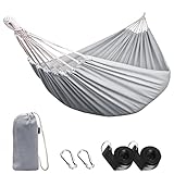 Anyoo Hängematte Outdoor Baumwolle Mehrpersonen 210 x 150 cm,Belastbarkeit bis 200 kg Tragbare mit Tragetasche für Terrasse Hof Garten