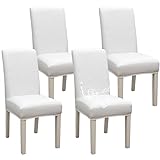 Stuhlhussen Wasserdicht PU Leder Stuhlbezüge Universal Stuhlbezug Abnehmbarer Waschbarer Stühle Schutz (Weiß,8 Stück)