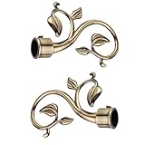 Sharplace 2pcs Gardinenstange Endstücke Deko, Klassische Blattforme Endknöpfe für 22mm Gardinenstangen, Vorhangstange Dekoration für Küche Badezimmer Schlafzimmer - Bronze
