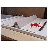 Badewannen-Tablett, faltbar, PVC, Badewannenabdeckung, Kunststoff, Anti-Staub-Brett, Badewannenisolierung, weißer Fensterladen-Badedeckel für die meisten Standard-Badewannen, Dicke 0,6 cm,