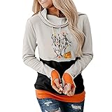 wjiNFDFG Mantel Damen Mit Halloween-Hoodie-Pullover für Damen, lustiger Grafikdruck, Rundhalsausschnitt, Langarm-Sweatshirt Hemdverlängerung Damen Große Größen