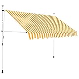 Einziehbare Markise Handbetrieben, BULANED Sichtschutz Balkon, Balkon Markise, Seitenmarkise, Klemmmarkise, Sonnenvorhang, Balkonmarkisen, 250 cm Orange/Weiß Gestreift