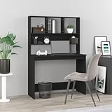 Homgoday Schreibtisch mit Regal Bürotisch Arbeitstisch Computertisch für Büro Wohnzimmer Kinderzimmer Schwarz 102x45x148 cm Holzwerkstoff