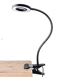 MINDONG HZH Kleine Schwarze Tischlampe, LED-Schreibtischlampe mit Klemme, dimmbares Leselicht, augenschonende USB-Tischlampe, LED-Nachttischlampe, Nachtlicht-Clip