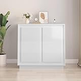 Tidyard Sideboard Kommode Anrichte Buffets Schrank Beistellschrank Mehrzweckschrank Standschrank Hochglanz-Weiß 80x34x75 cm Holzwerkstoff