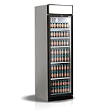 Simfer Getränkekühlschrank Flaschenkühler mit LED-Display, 358 L, Self-Closing Glastür mit schwarzem Alu-Rahmen, 5 höhenverstellbare Gitterregale, Digitaler Thermometer