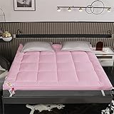 Matratze Dicke Futon-Bodenmatratze Japanische Zusammenklappbare Isomatte Zum Aufrollen Tragbare Campingmatte Gästebett Kissen Matratze Im Schlafsaal (Color : Pink, Size : King)
