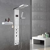 ANXYYDS Duschpaneel mit Armatur, Edelstahl Eckmontage Regendusche DuschsäUle Badewannenarmatur Duschsystem Duschset Keine Batterie Duschamaturenset Gebürstetes Nickel,Silver