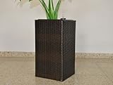 Eleganteinrichten Pflanzkübel Polyrattan Säule 40x40x84cm Coffee-braun