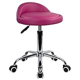 KKTONER Rollhocker mit Rückenlehne höhenverstellbar drehbar Arbeitshocker Drehhocker Rollhocker Bürohocker Lila