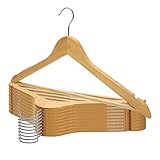 VonBueren 10 x Premium Kleiderbügel Holz | rutschfest | 44,5 x 23 x 1,2 cm | Holzbügel gummiert | Holzkleiderbügel mit antirutsch | 360 Grad drehbar