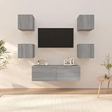 RAUGAJ TV-Schrank-Set zur Wandmontage, aus grauem Sonoma-Holz, Artikelfarbe: Grau