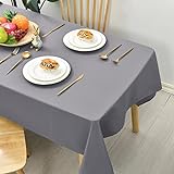 Hiasan Glatt Tischdecke Fleckenabweisend Tischtuch mit Lotuseffekt Leicht Wasserabweisend Tischwäsche, Grau, 140x280cm