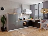 respekta Winkelküche Küchenzeile L-Form Küche Einbauküche grau 310 x 172 cm