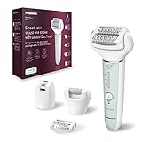 Panasonic ES-EY70-G503 Nass/Trockenepilierer, Dual Disc mit 60 Pinzetten, 90° schwenkbarer Kopf, 3 Geschwindigkeiten & LED-Licht, 30 Min. Betrieb, kabellos, Haarentferner, Fußpflegekopf.