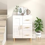 Youuihom Anrichte, Freistehende Schränke, Mehrzweckschränke, Geeignet für Wohnzimmer, Schlafzimmer, Küche oder Bad, Sideboard Hochglanz-Weiß 69,5x34x90 cm Holzwerkstoff