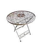 Ziegler Gartentisch Klapptisch Metalltisch Dekotisch Eisentisch Garten Terrasse Gartendeko Tisch Metall braun rund 70 cm WK070828