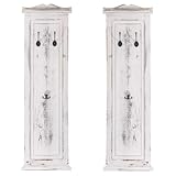 Mendler 2er-Set Garderobe T33, Wandgarderobe Garderobenpaneel, Wandhaken Holz 109x28x4cm - weiß shabby