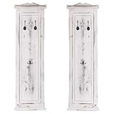 Mendler 2er-Set Garderobe T33, Wandgarderobe Garderobenpaneel, Wandhaken Holz 109x28x4cm - weiß shabby