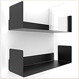 UNITURE® - 2er Set - Wandregal schwarz - Moderne Regal Wand Design - 2x42 cm Bücherregal schwebend, Bilderleiste schwarz - Wandregal, Regal schwarz, Regalbrett schwarz, wandregal schwarz Metall