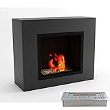 GLOW FIRE Alta Ethanol Kamin, Bioethanol Kamin Indoor mit 2,6 KW Heizleistung, Ethanol Standkamin mit 7h Brenndauer, Kaminofen Schwarz