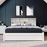 LTGB Doppelbett mit Schrank und Schubladen, Kinderbett mit Bücherregal & Unterbettschublade, Bett mit Regalwand, Funktionsbett, Jugendbett, Bettliege, 140x200cm