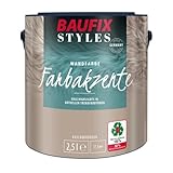 BAUFIX Farbakzente kaschmirbraun, seidenmatt, 2.5 Liter, Bunte Wandfarbe, für Wände und Decken innen, lichtecht, strapazierfähig, hohe Deckkraft